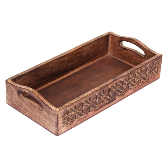 Bandeja de madera para servir STORE INDYA, diseño floral rústico, 36 x 25 cm