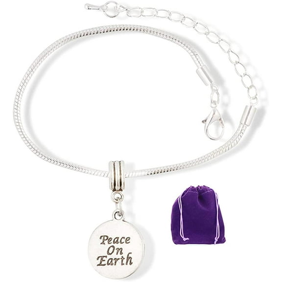 Peace on Earth on Round Charm Bracelet