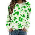 thumbnail image 1 of QIPOPIQ T-Shirts à Manches Longues pour Femmes Col Rond St. Patrick's Day T-Shirts s Col Rond Imprimé Trèfle T-Shirt Vert Chanceux Haut/chemise St Patricks Day Pull Fin Offres de Vacances, 1 of 5