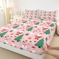 thumbnail image 2 of Manfei Kawaii Santa Claus Twin Sheet Sets, Christmas Tree Snowman Twin Fitted Sheet, Teens Boys Girls Kids Flat Sheet, Microfiber Bedroom Decor, 3-Piece, 2 of 6