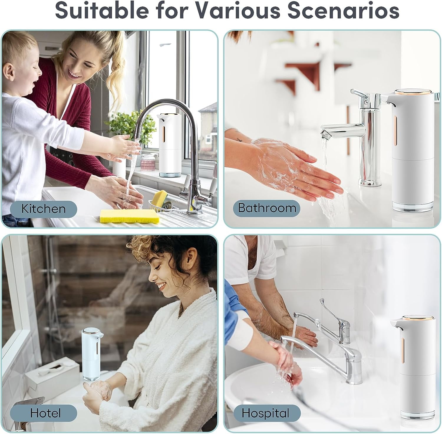 Soap Dispenser, Automatic Soap Dispenser, 3-Level Automatic Foaming Soap Dispenser, 10OZ Foaming Hand Soap Dispenser with Aromatherapy, USB Rechargeable Automatic Soap Dispenser for Bathroom,Kitchen