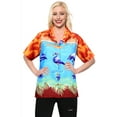 thumbnail image 5 of HAPPY BAY Women's Button Down Blouses Casual Summer Beach Party Blouse Shirt Tropical Blouses Short Sleeve Shirts Hawaiian Dresses for Women S plus-size Blue Flamingo, Orange, 5 of 5