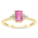 SZUL Women's Pink Topaz and Diamond Regal Ring in 10K Yellow Gold
