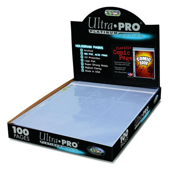 Ultra PRO 7-1/4 x 10-1/2" Comic Page with 3-Hole Spine (100 Count Box), Small, Clear