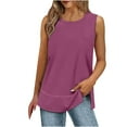 thumbnail image 3 of TKLPEHG Tank Tops for Women Crew Neck Tank Top Loose Comfy Lightweight Solid Color Fashion Sleeveless T Shirt Casual Summer Clothes Blouses (Purple,M), 3 of 6