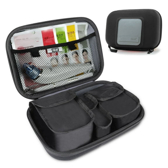 USA Gear Hard Shell Cometic Travel Case with Removeable Pouches, Weather Resistant Exterior, Black