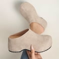 thumbnail image 2 of Women's Slip-On Platform Mule Clogs, Faux Suede Wedge Comfort Shoes, Casual Backless Loafers, 2 of 6