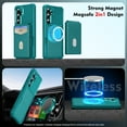 thumbnail image 6 of Compatible with MagSafe Magnetic 2 in 1 Detachable For Samsung Galaxy A25 5G Wallet Case with Card Holder,for Women Men,PU Leather RFID Blocking Flip Kickstand Credit Slots Phone Case, Green, 6 of 8
