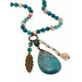 thumbnail image 2 of PalmBeach Jewelry Genuine Blue Jasper Antiqued Goldtone Boho Drop Necklace, 34 inches, 2 of 7