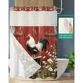 thumbnail image 2 of No Hook Shower Curtains with Snap in Liner, Farmhouse Rooster Waterproof Fabric Shower Curtain, Rustic Daisies Red Wooden Double Layers & See-Through Top Window Bathroom Curtains 72''x96'', 2 of 6