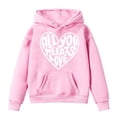 thumbnail image 2 of Byoo Big Girl's Letter Hoodie Long Sleeve Heart Shape Text Graphic Pullover Daily Casual Hooded Sweatshirt,Pink, 2 of 2