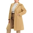 thumbnail image 4 of Agnes Orinda Women's Plus Size Coats Peter Pan Collar Single Breasted With Pockets Trench Winter Long Peacoat 1X Khaki, 4 of 6
