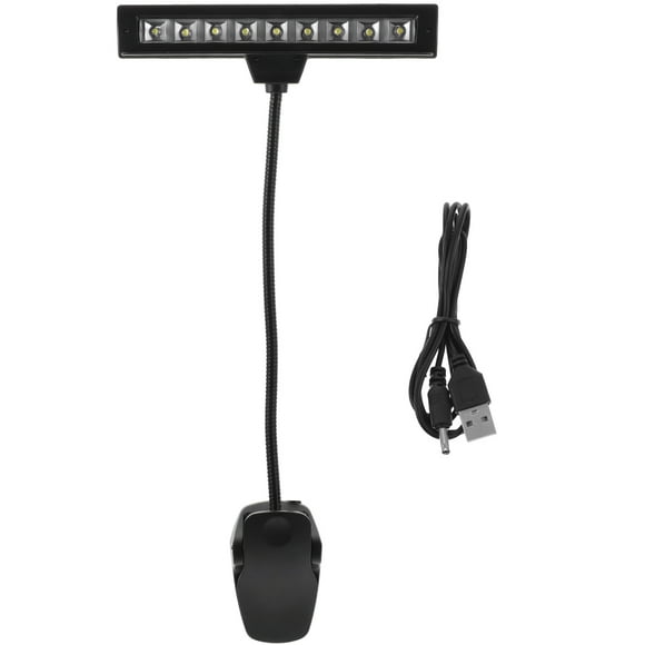 KAKOWELY Clip on Music Light Stand 9 LED Orchestra Lamp Piano Light Fully Adjustable Music Stand Lamp with Power Cable (Without Batteries, Black),15.75"X8.27"X2.56"