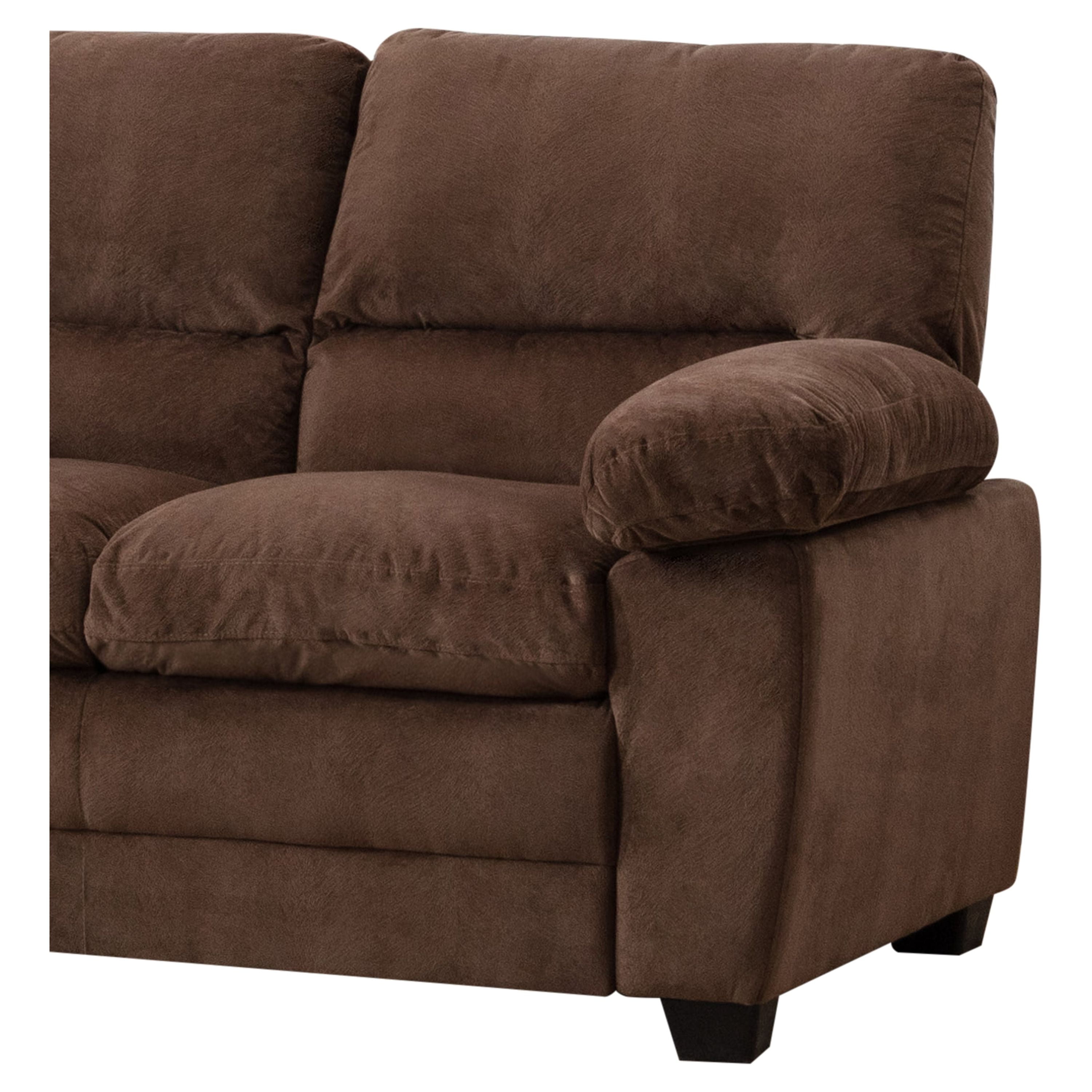 Contemporary Plush Velvet-Like Upholstered Living Room Loveseat, Brown