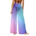 thumbnail image 4 of dazeni Women's Sun Protection Cover Up Beach Pants Tie Dye Sheer Mesh Wide Leg Palazzo Pants High Waist Bikini Botton Y2k Swimsuit Coverups Purple Small, 4 of 7