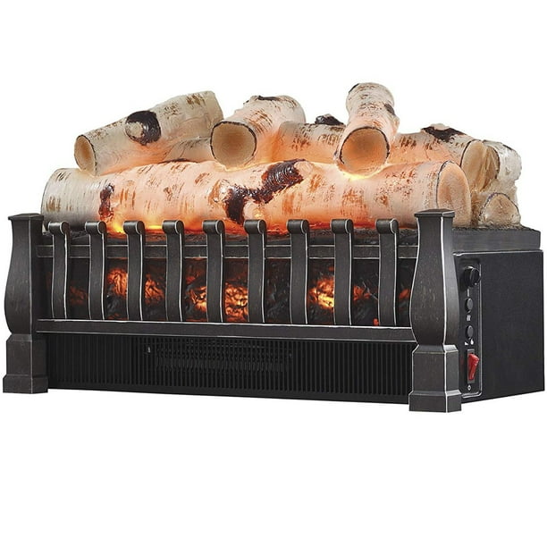 Regal Flame 20 Inch Electric Fireplace Log Realistic Ember Bed Insert with Heater in Birch