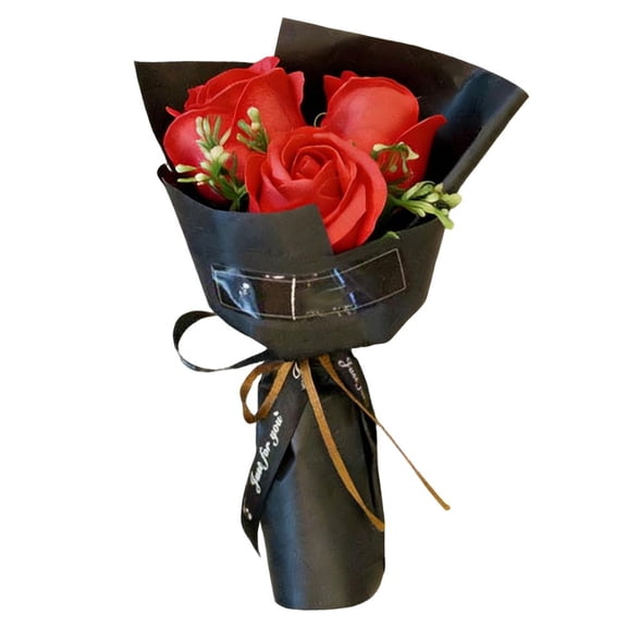Crazyview 3 Heads Artificial Rose Bouquet Soap Flower Petals Valentine Day Gifts for Women, Best Friend & Girlfriend, Birthday, Christmas Valentines Day from Daughter Son Husband, Artificial Flowers