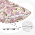 thumbnail image 3 of Gukieu Lilies Flowers Print Plush Pillow Cover, Hidden Zipper Pillow Protector without Pillow Core, Suitable for Bedroom, Office, Car Decoration-20"x30", 3 of 6
