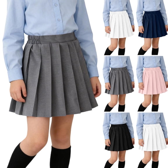 Tranfacy Girls Summer Skirt Pleated Tennis Style Bottoms Elastic Waist Casual Outer Wear School Outfit for 2‑16 Years Old