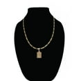 thumbnail image 2 of 14k Bonded Gold Necklace with Square Rose Pendent, Best Christmas Unisex Gift for Women, Men Mother, Father, Girlfriend, Boyfriend, Her, Him, Figaro Chain with Charm by Artisan Jeweler, 2 of 6