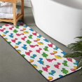 thumbnail image 2 of White Colorful Tiny Dinosaurs Pattern Bathroom Rugs Mat,Non Slip Microfiber Bathroom Rug,Rubber Backing,Soft Bathroom Mats for Bathroom Floor,Tub and Shower,47x17in(120x43cm), 2 of 5