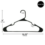 Mainstays Plastic Notched Adult Clothes Hangers, Black, 100 Count