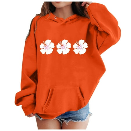 

Sweatshirt for Girls 7-8 Girl s Hoodie Long Sleeve Soft Sweatshirt Graphic Hoody Kids Cute Pullovers Top Clothes for Girls Breathable Sweat Wicking and Warm Hoodie Orange 100