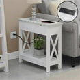 thumbnail image 3 of Pemberly Row Table d'Appoint à Dessus Rabattable avec Station de Charge et Étagère en Finition Bois Blanc, 3 of 13