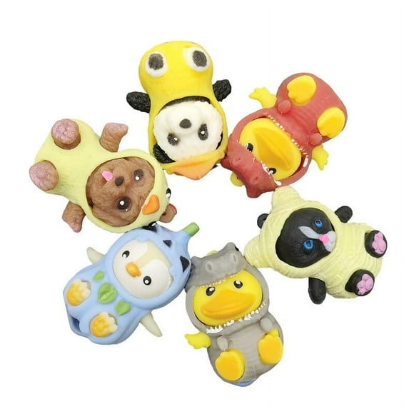 CNKOO Animal Squeeze Toy Animal Squeeze Toy Soft TPR Stretchable Cross-dressing Duck Panda Tiger Pinch Toys Decompression Creative Sensory Squishes Stress Relief Toy Candy Bag Filler