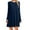 Navy, variant on USSUMA Summer Dresses for Women 2025 Summer Dresses Long Sleeve Crew Neck Casual Solid Color Loose Fit Maxi Dress Trendy Skirts Fashion Skirts Climbing Tax Free Weekend Army Green Dress Size-L