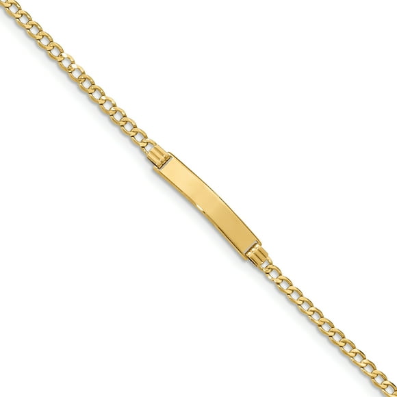 14k Yellow Gold Cuban Name Bar Identification Id Bracelet