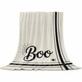 thumbnail image 2 of Halloween Boo Cowweb Black Striped Retro Linen Texture Throw Flannel Blanket 50x60In Super Soft Cozy Bed Blanket, Lightweight Plush Fuzzy Bed Throw for Bedroom Sofa Couch Living Room, 2 of 4