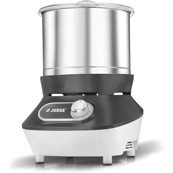 Vertical Wet Grinder with Stainless Steel Drum, Coconut Scraper and Atta Kneader Attachments, 200 Watt, 110V (Grey & White)