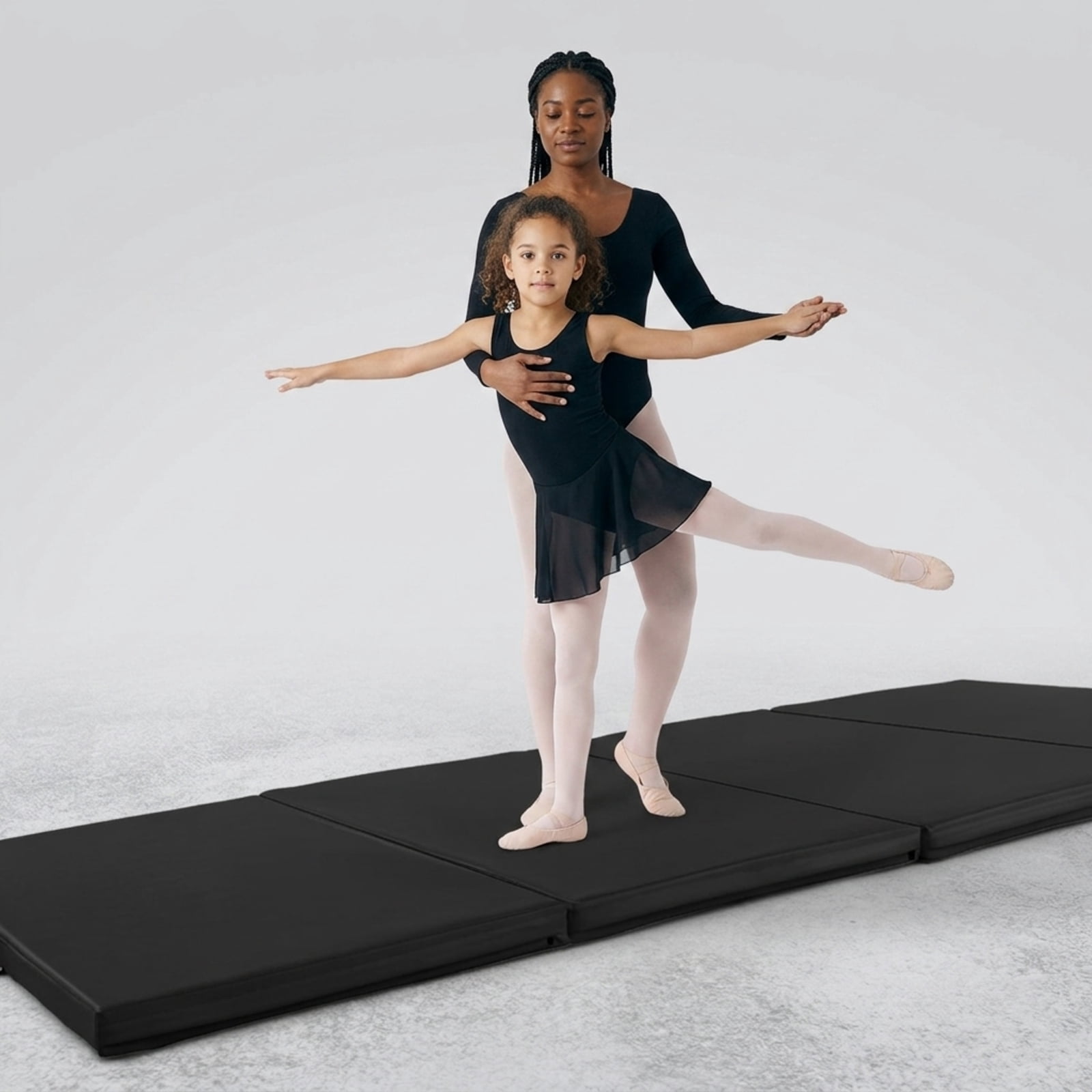 Airfind 4 Panel Folding Exercise Mat with Carrying Handles and Thick Foam for Home Gym Gymnastics Yoga and Tumbling Workouts, Black
