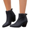 thumbnail image 3 of PEASKJP Womens Booties Elastic Mid Heel Slip on Ankle Chelsea Boots Booties, Black 38, 3 of 5