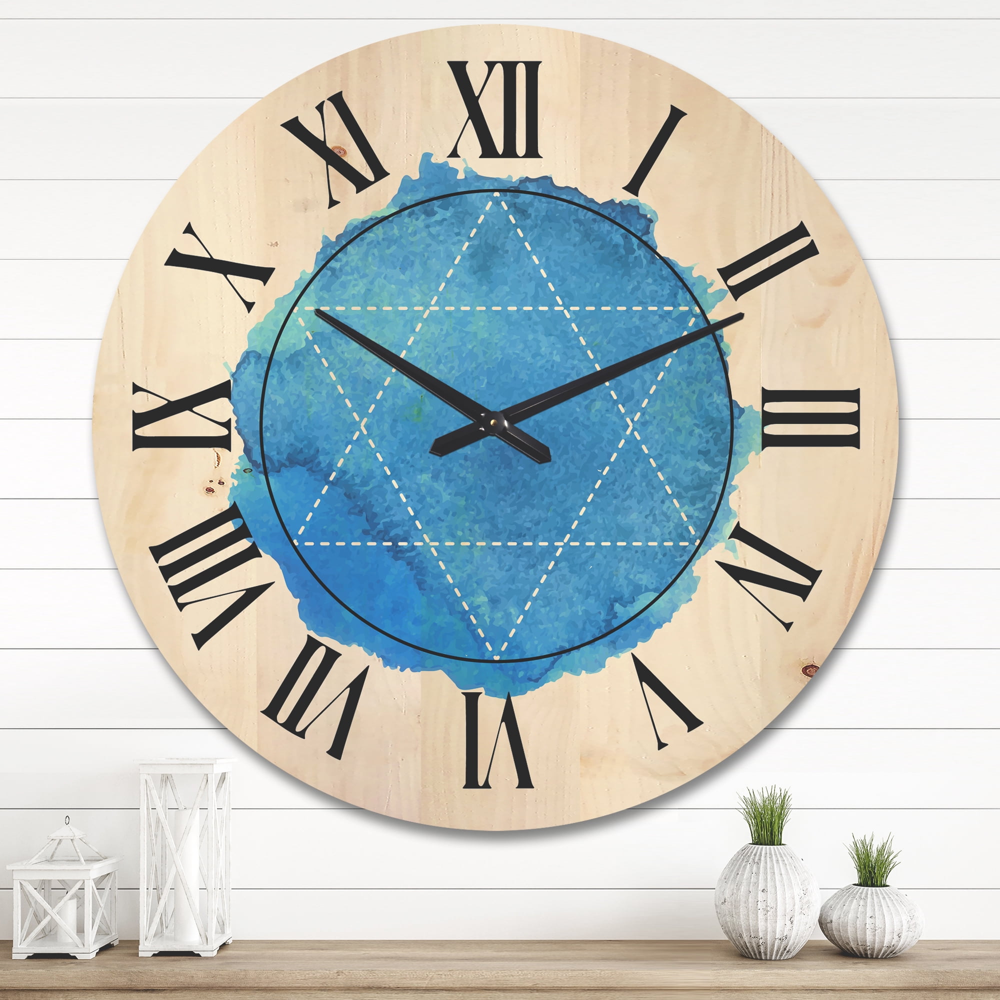 Designart 'Sacred Geometry and Symbol of Alchemy III' Bohemian & Eclectic Wood Wall Clock