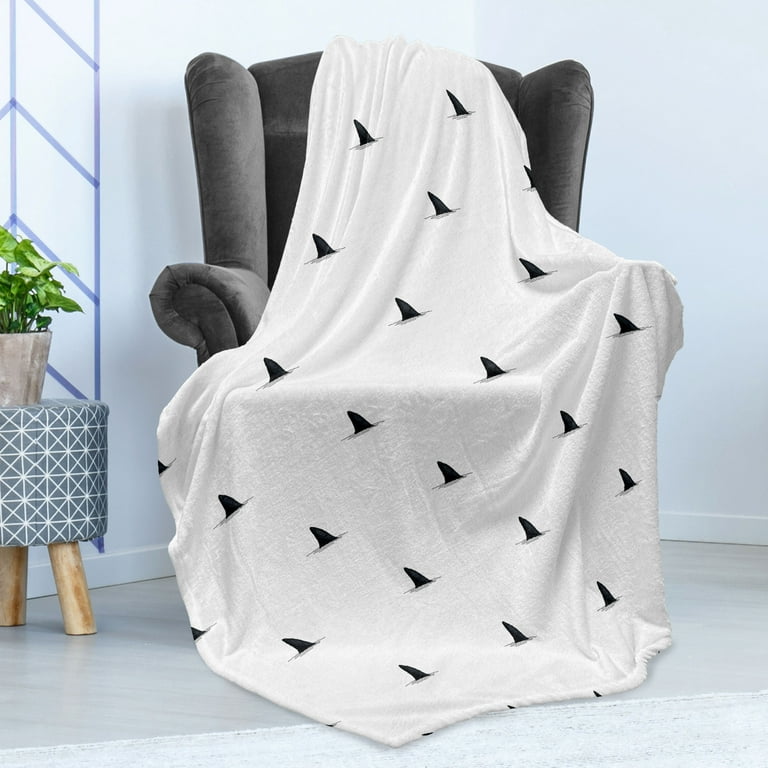 Sea Animals Soft Flannel Fleece Throw Blanket, Pattern of Shark Fins Speedy Fish  Hunting Minimalistic Design Artwork Print, Cozy Plush for Indoor and  Outdoor Use, 50 x 70, White Black, by Ambesonne 
