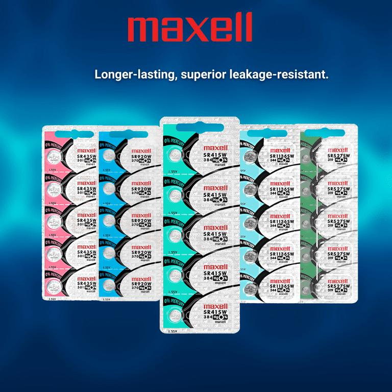  Maxell SR626SW 377 Silver Oxide Watch Battery 5 Pack : Health &  Household