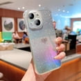 thumbnail image 5 of Compatible with iPhone 15 6.1" Gradient Bling Glitter Clear Case, Cute Heart Laser Holographic Case with Camera Lens Cover Protector Soft Shockproof Phone Cover for Women Girls (Black Heart), 5 of 11