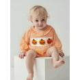 thumbnail image 5 of Rovasas Baby Girl Plaid Romper Pumpkin Embroidery Long Sleeve Bubble Jumpsuit, 5 of 9