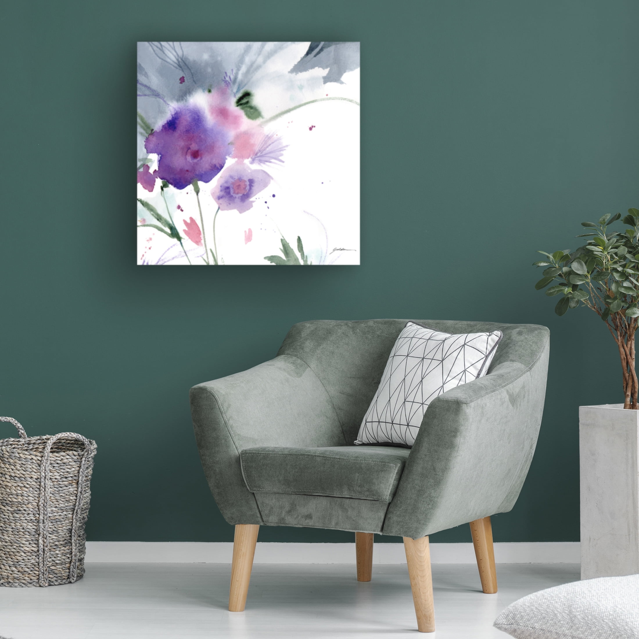 Canvas Wall Art - Sheila Golden 'Purple Cloud Garden' Wall Art for Living Room, Bedroom, or Office Décor by Trademark Fine Art - 35 x 35 Inches