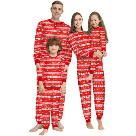 

SYNPOS Family Matching Pajamas Dad Mom Kids Baby Christmas Reindeer Striped Sleepwear