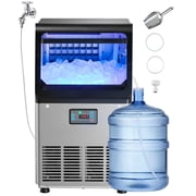 KFFKFF Commercial Ice Maker Machine, 90 lbs/24h with 13 lbs Storage, Countertop/Freestanding/Under Counter, Stainless Steel Ice Machine with LED Display & Self-Cleaning, Ideal for Home, Bar