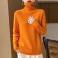 thumbnail image 3 of 100% Pure Cashmere Sweater Women's Turtleneck Thick Knit Top 24 New Fall/Winter Cashmere Loose Sweater With Bottom, 3 of 5