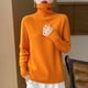 thumbnail image 3 of 100% Pure Cashmere Sweater Women's Turtleneck Thick Knit Top 24 New Fall/Winter Cashmere Loose Sweater With Bottom, 3 of 5