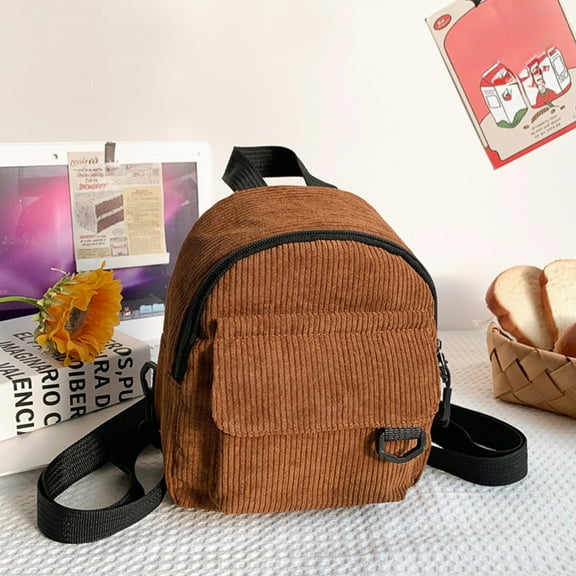 HauiWeiLyai Mini Corduroy Backpack Purse Women Solid Small Backpack Tiny Corduroy Backpack Preppy Backpack Casual Daypack