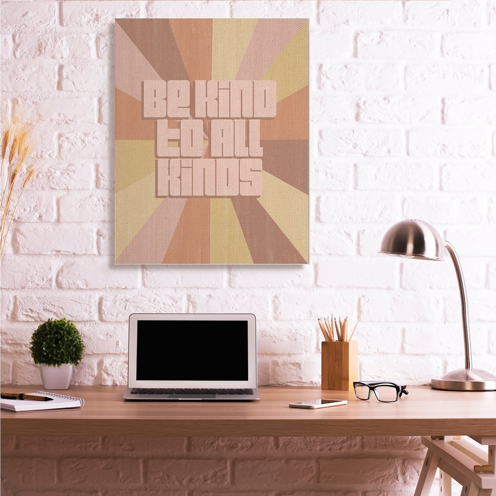 Stupell Industries Be Kind to All Phrase Neutral Tone Rainbow Stripes,24 x 30,Designed by Grace Popp
