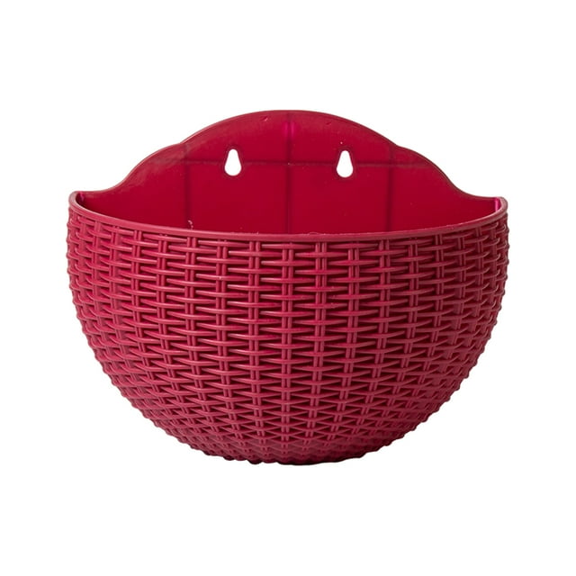 Maytalsory Wall Plastic Pot For Easy Installation And Wide Usage ABS Plastic Flowerpot Flower Pot Widely Used Drainage Claret 1Set