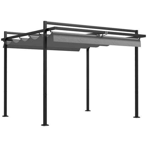 Outsunny 10' x 10' Pergola with Retractable Canopy, Garden Gazebo Shelter