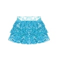 thumbnail image 7 of YiZYiF Kids Girls Shiny Sequin Camisole Crop Top with Skirt 2-Piece Modern Jazz Latin Dance Outfits Light Blue 14, 7 of 7
